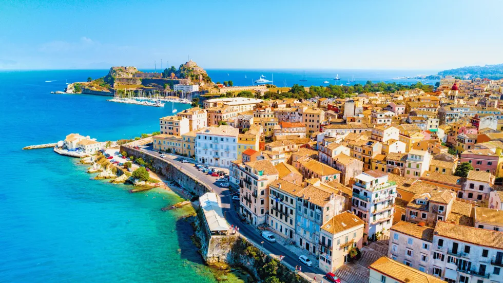 Panoramautsikt över Korfu stad 